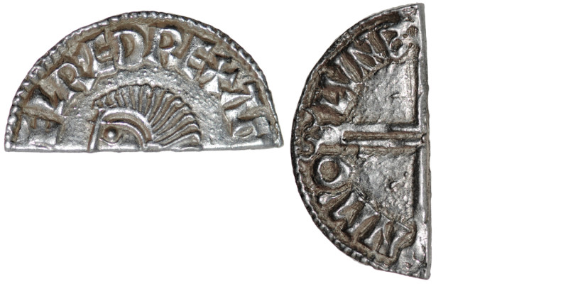 England. Aethelred II. 978-1016. AR Half Penny (10mm, 0.85g). Long Cross type (B...