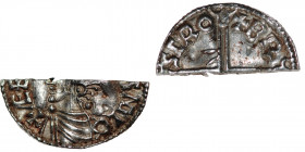 England. Aethelred II 978-1016. AR Half Penny (10mm, 0.97g, 9h). Long Cross type (BMC IVa, Hild. D). Shrewsbury mint; Brungar(?) moneyer. Struck circa...