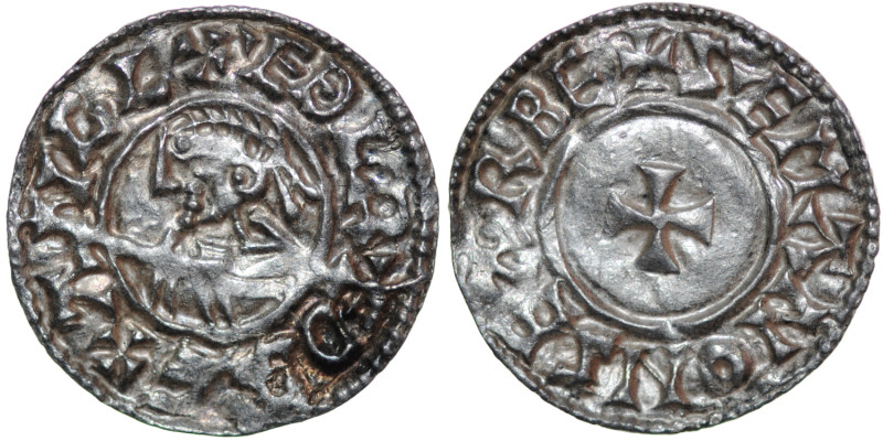 England. Aethelred II. 978-1016. AR Penny (18.5mm, 1.30g, 9h). Last Small Cross ...