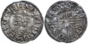 England. Cnut the Great, 1016-1035. AR penny (17.5mm, 0.83g, 10h). Quatrefoil type (BMC viii, Hild. E), Norwich mint; moneyer Hwætman. Struck circa 10...