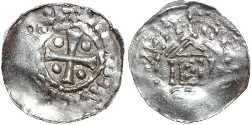 France. Diocese of Metz. Theodoric II. 1004-1046. AR Denar (20.5mm, 1.44g). [__]...