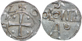 Germany. Cologne. Otto III 983-1002. AR Denar (17mm, 1.35g). Cologne mint. +OT[TO R]EX, cross with pellets in each angle / S / [C]OLONA / A G, Cologne...