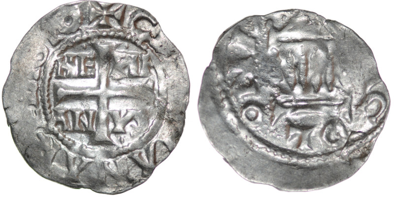 Germany. Cologne. Hermann II, with Conrad II 1024-1039. AR Denar (18mm, 1.23g). ...