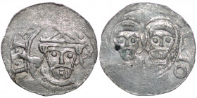 Germany. Duchy Saxony. Goslar. Heinrich III 1046-1056. AR Denar (17mm, 0.94g) [HENRICVS] IM[PR], crowned bust facing / [S – SI]MO[NS - S IVDAS], adjac...