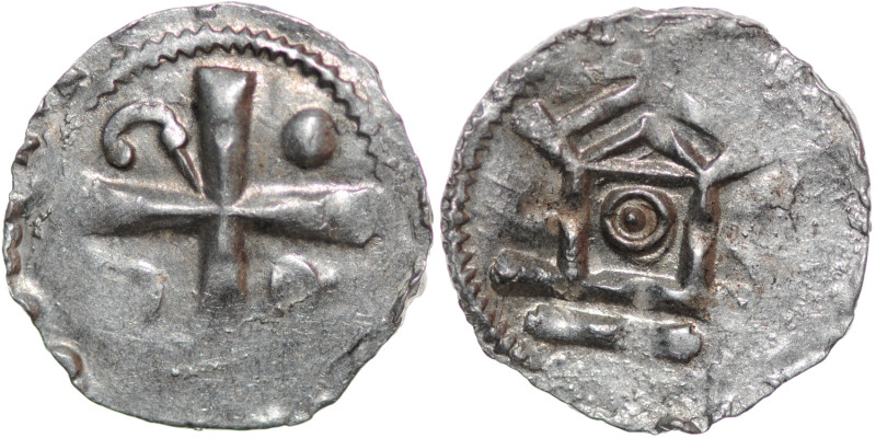 Germany. Saxony. Worms. Otto III 983-1002. AR Denar (16mm, 0.99g). Cross in ange...