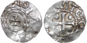 Germany. Saxony. Otto III 983-1002. AR Denar (16.5mm, 1.26g). Dortmund mint. O[DD]O[IMPER]ATOR, cross with pellet in each quarter / [THE]ROTMA[NNI], c...