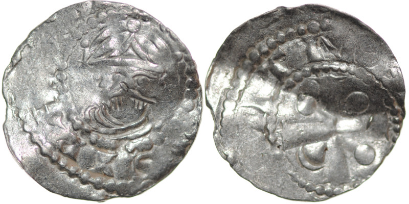 Germany. Worms. Heinrich IV 1056-1105. AR Denar (19mm, 1.02g). Crowned head faci...