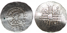Germany. Hermann von Kalvelage 1020-1051. AR Denar (18mm, 0.69g). Emden mint. [+HE]REM[ON], diademed bust right / +A-HN-TH-OH, in two lines across fie...