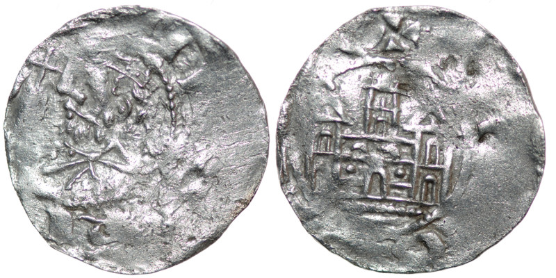 Germany. Mainz. Heinrich III 1039-1056. AR Denar (18mm, 0.90g). Bearded, crowned...