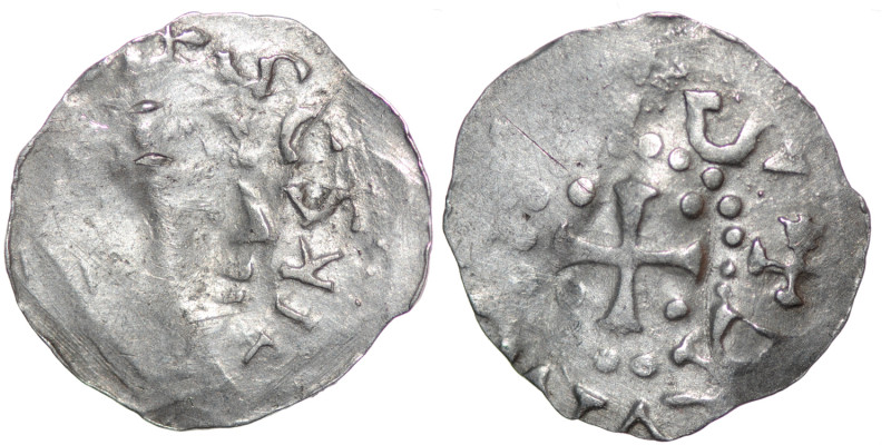 Germany. Franconia. Otto III 983-1002. AR Denar (17mm, 0.73g). Würzburg mint. SC...