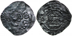 Germany. Franconia. Würzburg. Meginhard I 1018-1034. AR Denar (18mm, 1.03g). Würzburg mint. [+SC S]KILI[ANVS], head right / +V[VI]RZE[BVRG], church wi...