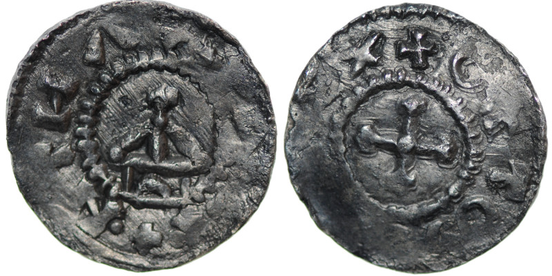 Germany. Swabia. Otto III 983-1002. AR Denar (17mm, 1.44g). Strasbourg mint. +OT...