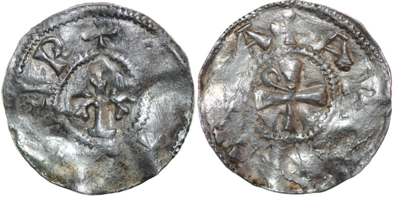Germany. Swabia. Otto III 983-1102. AR Denar (20mm, 1.28g). Strasbourg mint. +[O...