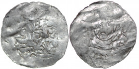 Germany. Swabia. Heinrich III 1039-1056. AR Denar (21mm, 0.88g). Strasbourg mint. [HIENRICVIMP], crowned head right / [S-C A MAR]IA, bust facing. Dbg....