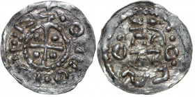 Germany. Swabia. Esslingen. Otto I - Otto III 936 - 1002. AR Denar (21mm, 1.27g). OTTO • DI• IIDCIEX, cross with pellet in each angle / OTTO, cross wr...