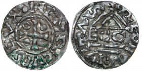 Germany. Bavaria. Heinrich II 985-995. AR Denar (21mm, 1.48g). Regensburg mint; moneyer ECCO. •HENRICVSDVX, cross with one pellet in two angles and on...