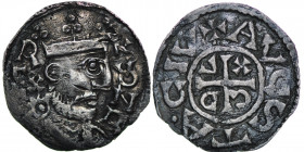 Germany. Bavaria. Konrad II 1024-1039. AR Denar (20mm, 1.57g). Augsburg mint. Crowned bearded bust right, left REX +, right KVONR / +AVGSTACIV, cross ...