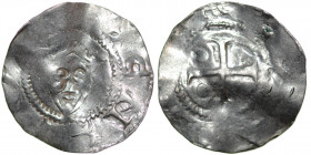 The Netherlands. Tiel. Konrad II 1024-1039. AR Denar (19mm, 0.95g). +CN[__], crowned head facing / Cross with a pellet in each angle. Ilisch 3.6 - 3.8...