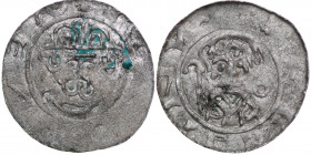 The Netherlands. Groningen. Wilhelm and Heinrich III/IV, 1054-1076. AR Denar (18mm, 0.79g). Crowned bust facing / Head left, crosier in front, annulet...