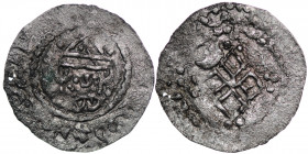 The Netherlands. Imitation Egbert II (?). AR Denar (17.5mm, 0.54g). Unknown mint. Crowned bust facing / Double linear cross with pellet ends and pelle...