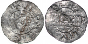 The Netherlands. Friesland. Bruno III 1038-1057. AR Denar (17mm, 0.73g). Leeuwarden mint. +HENRIC[VS RE], crowned head right, cross-tipped scepter bef...