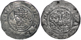 The Netherlands. Friesland. Ekbert II 1068-1077. AR Denar (18mm, 0.57g). Stavoren mint. +ECBERTVS, crowned bearded bust facing / [+S]TAVEROИV, two adj...