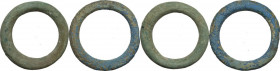Celtic World. Lot of two (2) AE Ring money, 2nd-1st century BC. AE. 37 mm. 20.52 g; 38 mm. 17.37 g. Lovely light green and blue patinas.