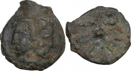 Greek Italy. Etruria, Volaterrae. AE cast Uncia "Mark of value series", 230-220 BC. Obv. Janiform head beardless (Culsans), wearing pointed cap. Rev. ...