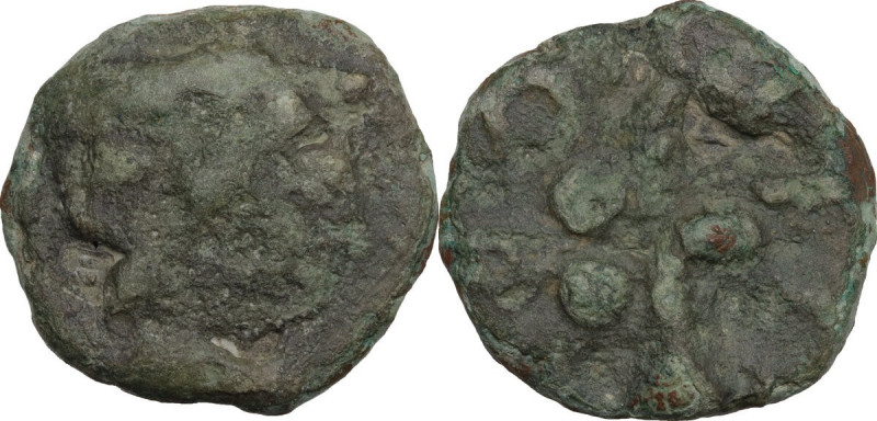 Greek Italy. Etruria, Volaterrae. AE Cast Quadrans, 3rd century BC. Obv. Janifor...