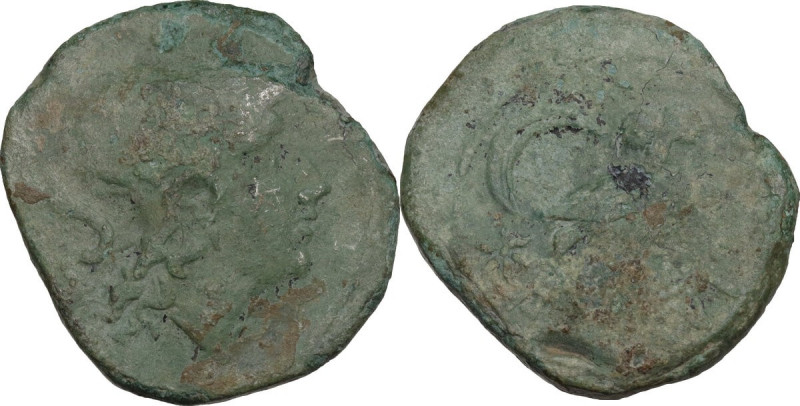Greek Italy. Etruria, Populonia. AE Sextans, 3rd century BC. Obv. Head of Menvra...