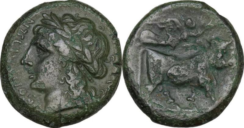 Greek Italy. Central and Southern Campania, Neapolis. AE 19 mm., 275-250 BC. Obv...