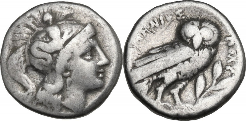 Greek Italy. Southern Apulia, Tarentum. AR Drachm, c. 325-280 BC. Neumenios, mag...