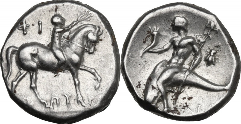 Greek Italy. Southern Apulia, Tarentum. AR Nomos, c. 272-240 BC. Iopyros and Fi-...