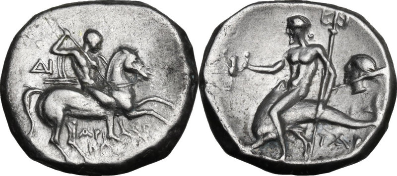 Greek Italy. Southern Apulia, Tarentum. AR Nomos, c. 272-240 BC. Aristokles and ...
