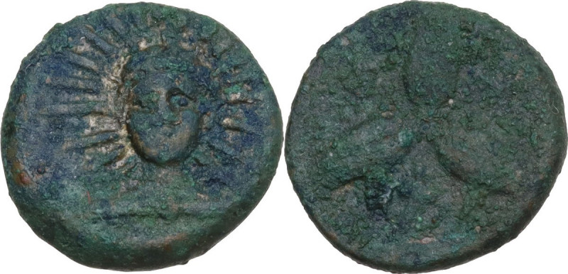 Greek Italy. Southern Lucania, Metapontum. AE 12.5 mm., c. 300-250 BC. Obv. Faci...