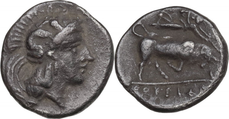 Greek Italy. Southern Lucania, Thurium. AR Triobol, c. 350-300 BC. Obv. Head of ...