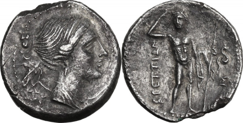 Greek Italy. Bruttium, Brettii. AR Drachm, c. 216-214 BC. Second Punic War issue...