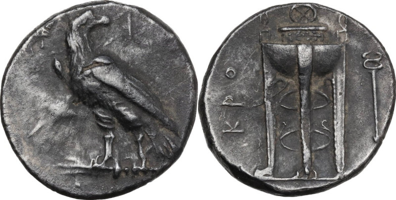 Greek Italy. Bruttium, Kroton. AR Nomos, c. 280-277 BC. Obv. Eagle standing left...