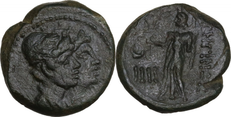 Greek Italy. Bruttium, Rhegion. AE 16 mm. Tetrachalkon, c. 215-150 BC. Obv. Juga...