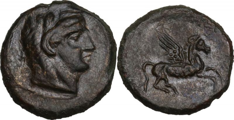 Sicily. Kephaloedium. AE 13.5 mm. 4th century BC. Obv. Head of Herakles right, w...