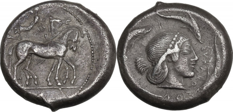 Sicily. Syracuse. Gelon I (485-478 BC). AR Tetradrachm, c. 480-478 BC. Obv. Char...