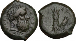 Sicily. Syracuse. Timoleon and the Third Democracy (344-317 BC). AE Hemidrachm, Timoleontic Symmachy coinage, c. 344-338 BC. Obv. Laureate head of Zeu...