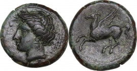 Sicily. Syracuse. Timoleon and the Third Democracy (344-317 BC). AE 21.5 mm. Obv. ΣYPAKOΣIΩN. Head of Persephone left, wearing wreath of grain ears. R...