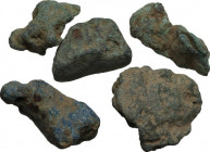 Aes Premonetale. Aes Rude. Lot of five (5) bronze lumps, 8th-4th century BC. Vecchi ICC 1. AE. Different sizes and weights ,from 15.48 to 45.89 g.