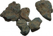 Aes Premonetale. Aes Rude. Lot of five (5) bronze lumps, 8th-4th century BC. Vecchi ICC 1. AE. Different sizes and weights, from 14.57 to 48.43 g.