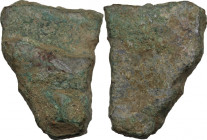 Aes Premonetale. Aes Formatum. Fragment with uncertain stamps, Latium, 8th-4th centuries BC. AE. 27.12 g. 31.00 mm. R. Nice earthen emerald green pati...