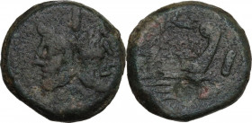 C. Antestius. AE As, 146 BC. Obv. Laureate head of Janus; above, I. Rev. C.ANTESTI. Prow right; above, puppy running r; before, I; below, ROMA. Cr. 21...