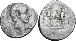 C. Coelius Caldus. AR Denarius, 51 BC. Obv. [C. CO]EL. CALDVS. Bare head of C. Coelius Caldus right; below, COS;in left field, standard inscribed HIS;...