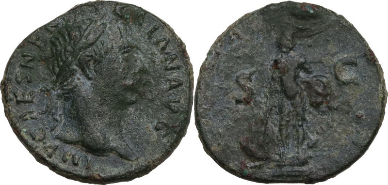 Trajan (98-117). AE Semis, Rome mint, c. 99-105 AD. Obv. IMP CAES NERVA TRAIAN A...