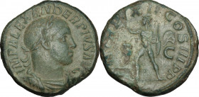 Severus Alexander (222-235 AD). AE Sestertius, 223 AD. Obv. IMP ALEXANDER PIVS AVG. Laureate, draped and cuirassed bust right. Rev. PM TR P XII COS II...
